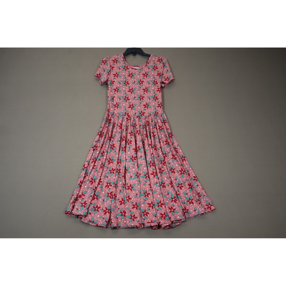 Dot Dot Smile Girls Poinsettia Cap Sleeve Dress Size 12/14 - Picture 1 of 7